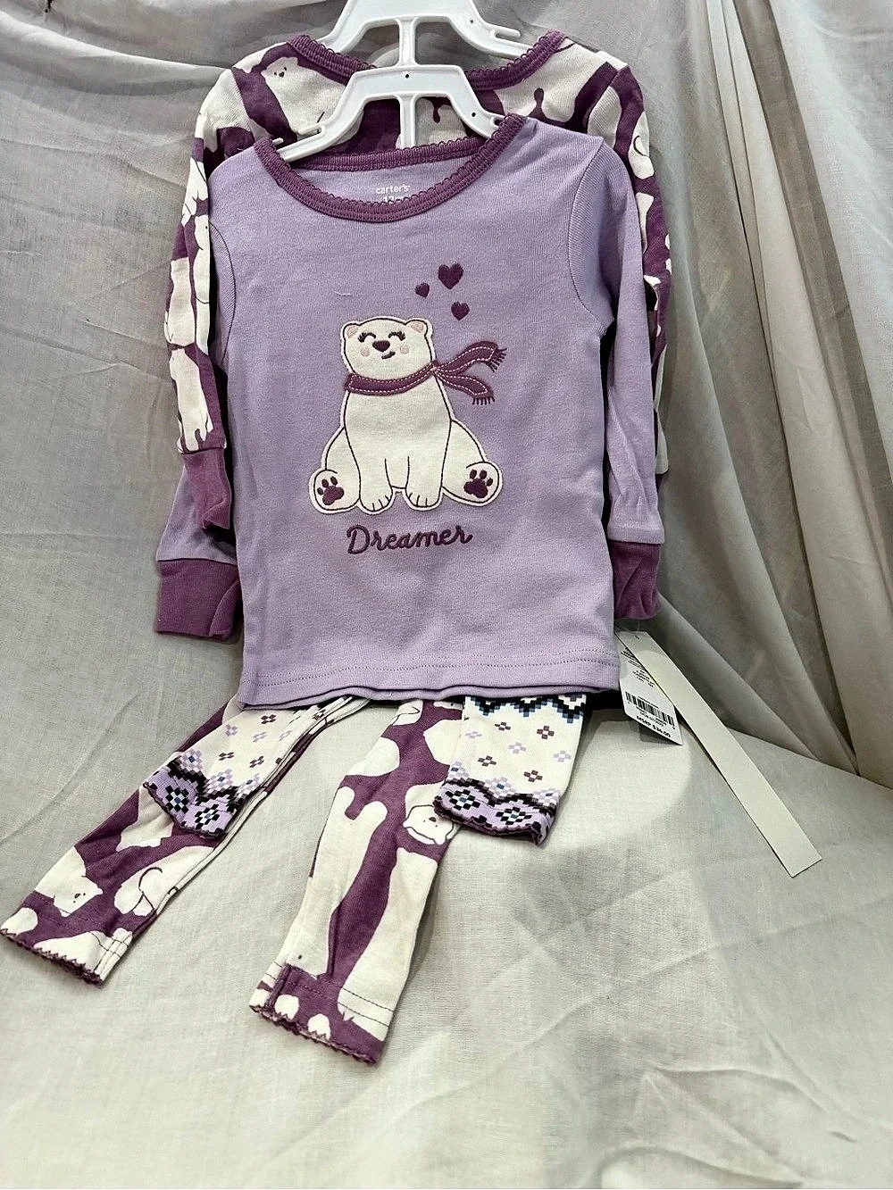 Carter's Girls Pajama Set Purple & White Size 5T NWT